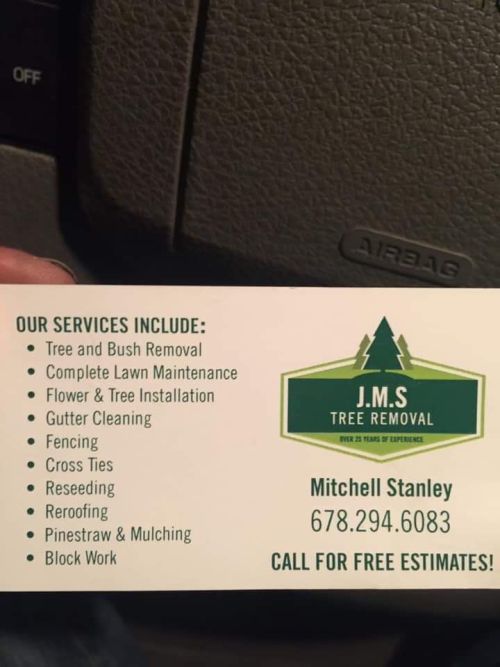  alt='Hired Mitchell Stanley to cut down a very large rotten pine tree that was hung in an oak tree near my garage'